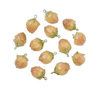 BEEFLYING 10 colgantes de capullo de flores, colgantes de flores de acrílico transparente con fianzas de latón para hacer joyas, suministros de manualidades (dorado)