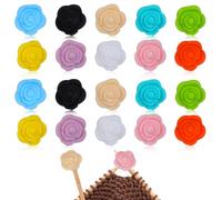 BEEFLYING 20 Tapones para Agujas de Tejer en Forma de Flor, Protectores de Aguja de Tejer, Tapas de Puntada para Suministros de Tejer, Accesorios