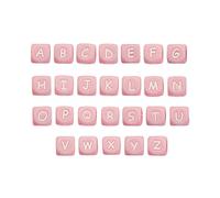 BEEFLYING 26 Piezas Alphabet Silicone Cubic Beads Dados Cuentas de Silicona Agujero Grande para Hacer Joyas