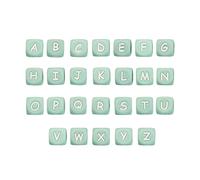 BEEFLYING 26 Piezas Alphabet Silicone Cubic Beads Dados Cuentas de Silicona Agujero Grande para Hacer Joyas