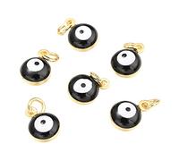 BEEFLYING 50 Piezas de Abalorios de Mal de Ojo esmaltados, chapados en Oro de 18 Quilates, Abalorios de Mal de Ojo para Hacer Pulseras de Bricolaje, joyería, Color Negro