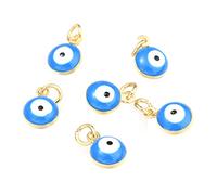 BEEFLYING 50 Piezas de Abalorios de Mal de Ojo esmaltados, chapados en Oro de 18 Quilates, Abalorios de Mal de Ojo para Hacer Pulseras de Bricolaje, joyería, Azul Oscuro