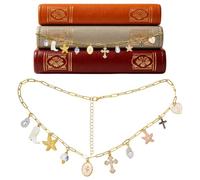 BEEFLYING Cadena con dije de la Biblia cristiana religiosa, marcapáginas con perla