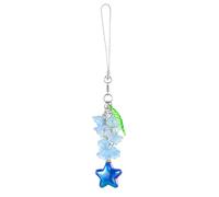 BEEFLYING Colgante de lirio de los valles Azul y estrella para correa de teléfono, accesorios Y2K con cuerda de nailon, llaveros florales con hojas para bolso, cámara, decoración de coche.