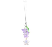 BEEFLYING Colgante de lirio de los valles Morado y estrella para correa de teléfono, accesorios Y2K con cuerda de nailon, llaveros florales con hojas para bolso, cámara, decoración de coche.