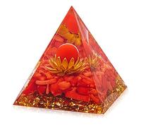 BEEFLYING Pirámide de orgón Protectora de Cristal pequeño para sanación, Reiki, energía Positiva, meditación de Chakras, Salud, Suerte, decoración antiestrés, Rojo