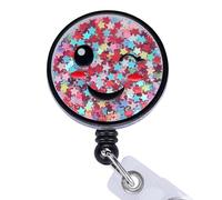 BEEFLYING Portatarjetas Retráctil con Carrete de Cara Sonriente, Bonito Portatarjetas de Identificación Médica para Enfermera, para Mujeres, Doctoras y Profesoras