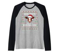 Beefmaster - Suéter navideño de Vaca para Ganado navideño Camiseta Manga Raglan