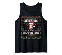 Beefmaster - Suéter navideño de Vaca para Ganado navideño Camiseta sin Mangas