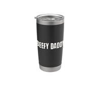 Beefy Daddy Queer Muscle Bear Humor Diseño Gráfico Vaso térmico de acero inoxidable de doble pared