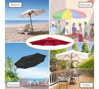 BEEGMA Toldo de Recambio de Sombrilla de 2.0/2.30/2.50/2.70/3.0m Tela para Sombrilla para Patio 6/8 Varillas Exterior Tela Toldo Repuesto (Color : Gray, Size : 2.70m/9FT-6Ribs)