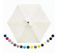 BEEGMA Toldo Redondo de Repuesto 6 Varillas Tela Sombrilla 200cm 250cm 270cm 300cm Cubierta de Repuesto para Piscina, Terrazas, Sombrilla en Voladizo(Color:White,Size:300cm/10FT)