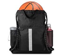 BeeGreen Mochila deportiva con cordón y compartimento para zapatos y dos soportes para botella de agua