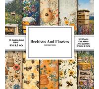 Beehives And Flowers Scrapbook Paper: Decorative double sided craft paper Bee themed for scrapbooking, card making, junk journal