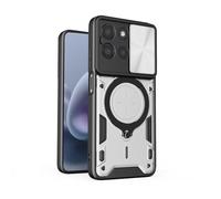BEEJTUNY Funda de Anillo para Xiaomi Redmi Note 14 Pro+ Plus 5G, Magnética Carcasa, Funda de Teléfono Resistente a Golpes con Soporte Giratorio de 360°. Plata
