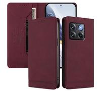 BEEJTUNY Funda de Cuero para OnePlus 10T 5G/Ace Pro 5G, Funda Tipo Libro con Bloqueo RFID, Imán Fuerte, Carcasa Tipo Billetera Agradable para la Piel.Vino
