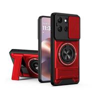 BEEJTUNY Funda para Motorola Moto G67 5G/ Moto G77 5G, Carcasa con Soporte, Kickstand Case con Anillo Giratorio 360°, Funda Protectora Antigolpes. Rojo