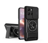 BEEJTUNY Funda para Motorola Moto G67 5G/ Moto G77 5G, Carcasa con Soporte, Kickstand Case con Anillo Giratorio 360°, Funda Protectora Antigolpes. Negro