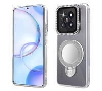 BEEJTUNY Funda para OPPO Reno12 F/Reno12 FS 5G, Carcasa Transparente con Marco de Lente de Diamante Brillante, Funda Prueba de Golpes con Soporte.ZJ
