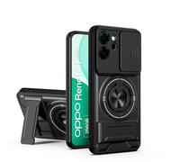 BEEJTUNY Funda para OPPO Reno14 F 5G/OPPO Reno14 FS 5G, Carcasa con Soporte, Kickstand Case con Anillo Giratorio 360°, Funda Protectora Antigolpes. Negro