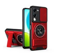 BEEJTUNY Funda para Vivo Y04 4G/Y29S 5G, Carcasa con Soporte, Kickstand Case con Anillo Giratorio 360°, Funda Protectora Antigolpes. Rojo