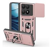 BEEJTUNY Funda para Xiaomi 15T con Anillo de 360°, Carcasa Protectora con Cubierta de Lente, Funda Anticaída con Soporte Magnético. Oro Rosa