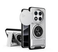 BEEJTUNY Funda para Xiaomi Redmi Note 14 Pro+ Plus 5G, Carcasa con Soporte, Kickstand Case con Anillo Giratorio 360°, Funda Protectora Antigolpes. Plata