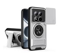 BEEJTUNY Funda para Xiaomi Redmi Note 15 Pro+ Plus/Poco M8 Pro, Carcasa con Soporte, Kickstand Case con Anillo Giratorio 360°, Funda Protectora Antigolpes. Plata