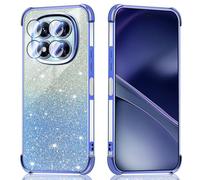 BEEJTUNY Funda para Xiaomi Redmi Note 15 Pro+ Plus/Poco M8 Pro, Carcasa Transparente con Brillo Degradado, Funda Protectora Anticaída con Protección para Lentes. Azul