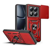 BEEJTUNY Funda para Xiaomi Redmi Note 15 Pro+ Plus/Poco M8 Pro con Anillo de 360°, Carcasa Protectora con Cubierta de Lente, Funda Anticaída con Soporte Magnético. Rojo