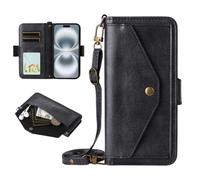 BEEJTUNY Funda PU Leather Crossbody para Doogee Blade20 Ultra, Carcasa Cartera con Almacenamiento, Funda a Prueba de Golpes Cierre Magnético. Negro