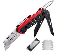BEEK Cutter Profesional, Navaja de Bolsillo, Cuchillo Plegable con Clip, Multiusos de Mango Metálico, Multitool Para Trabajos de Corte, Manualidades y Bricolaje,Incluye 5 SK5 Hojas Extra