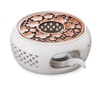 Beekeg Calentador de té de cerámica con portavelas, diámetro de 14,7 cm, calentador de velas de té con placa de protección térmica extraíble de 11,5 cm de diámetro, calentador de té decorativo para