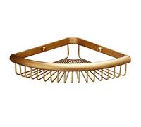 Beelee BA8401 latón sólido Estantería de Esquina para Baño Ducha, Montaje en Pared Estante de Baño Cesta para Ducha, Latón Antiguo