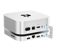 BEELINK EX Mate Mini-A Thunderbolt 5 Mac mini M4 Base y soporte, doble ranura PCIex2 SSD, expansión máxima de 16 TB, puerto PD3.0, lector de tarjetas SD4.0, LAN de 2.5G, 2 USB A de 10 Gbps para