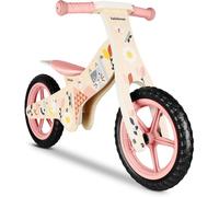 Beeloom Bicicleta sin pedales para niños de madera natural rosa