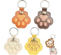 Beelovy ShoeDog Hair Collector Keychain, Cute Paw Shaped Pet Memorial Keepsake Keychain, Leather Hair Holder (4PCS-E)