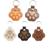 Beelovy ShoeDog Hair Collector Keychain, Cute Paw Shaped Pet Memorial Keepsake Keychain, Leather Hair Holder (5PCS-B)