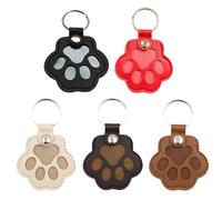 Beelovy ShoeDog Hair Collector Keychain, Cute Paw Shaped Pet Memorial Keepsake Keychain, Leather Hair Holder (5PCS-C)