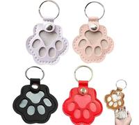 Beelovy ShoeDog Hair Collector Keychain, Cute Paw Shaped Pet Memorial Keepsake Keychain, Leather Hair Holder (4PCS-B)