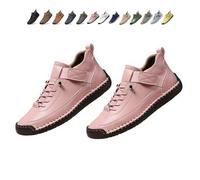 Beelovy Shoes for Men, Easestep Adjustable Leather Sneakers, Soft Comfort & Orthopedic Support, Slip On Lightweight Loafers (Pink,43)