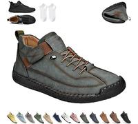 Beelovy Shoes for Men, Easestep Leather Sneaker, Soft Comfort Orthopedic Support, Slip on Lightweight Loafers (Green,39)