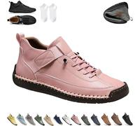 Beelovy Shoes for Men, Easestep Leather Sneaker, Soft Comfort Orthopedic Support, Slip on Lightweight Loafers (Pink,42)