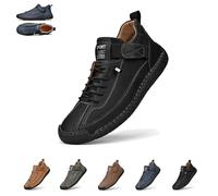 Beelovy Shoes for Men, EaseStep Leather Sneakers, Soft Comfort & Orthopedic Support, Slip on Lightweight Loafers, Handmade Ankle Boots for Driving and Walking (Black,40)