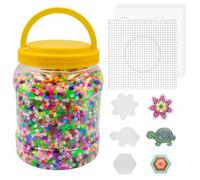 BEELUKY 14000 Piezas Cuentas para Planchar 5 mm Hama Beads de 20 Colores con 3 Tableros y 5 Papel de Planchar para Derretir Cuentas para NiñOs y NiñAs