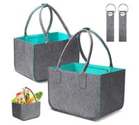 BEELUKY 2 Piezas Bolsa de Compra de Fieltro 40x27x27cm Plegable y Reutilizable para Leña, Almacenamiento de Juguetes y Periódicos