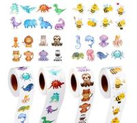 BEELUKY 2000 Piezas Pegatinas Recompensa Niños Rollo de Pegatinas de Animales Pegatinas Animales Infantiles Redondas Recompensa Del Maestro Pegatinas para Scrapbooking Regalos Escuela DIY