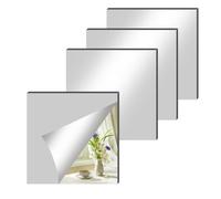 BEELUKY 4 Piezas Espejos Adhesivos 20 x 20cm Espejo Adhesivo Puerta Armario Espejo de Vidrio con 40 Cinta Doble Cara Pegatinas de Espejos de Pared para Dormitorio BañO Salon Gimnasio Armario Puerta