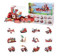 BEELUKY Detalles Cumpleaños Niños 12 Piezas Bloques Construcción Juguetes Niños Detalles para Fiestas Camión de Bomberos Juego de Bloques de Construcción para Niñas Niños 6-12 Años