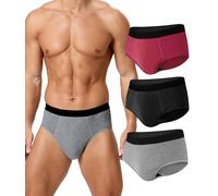 BEENIUBEE Calzoncillos Incontinencia Hombre 3 Pack, Calzoncillos per Incontinenza in Algodón Lavabile con Assorbente 150ml di Volume di Urina, Mutande Riutilizzabili Prova Perdite((Multicolore, M)